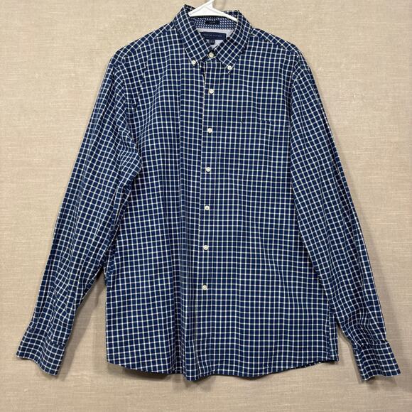 Tommy Hilfiger Mens Button Shirt Large Blue Plaid Classic Old Money Heritage - Picture 1 of 9